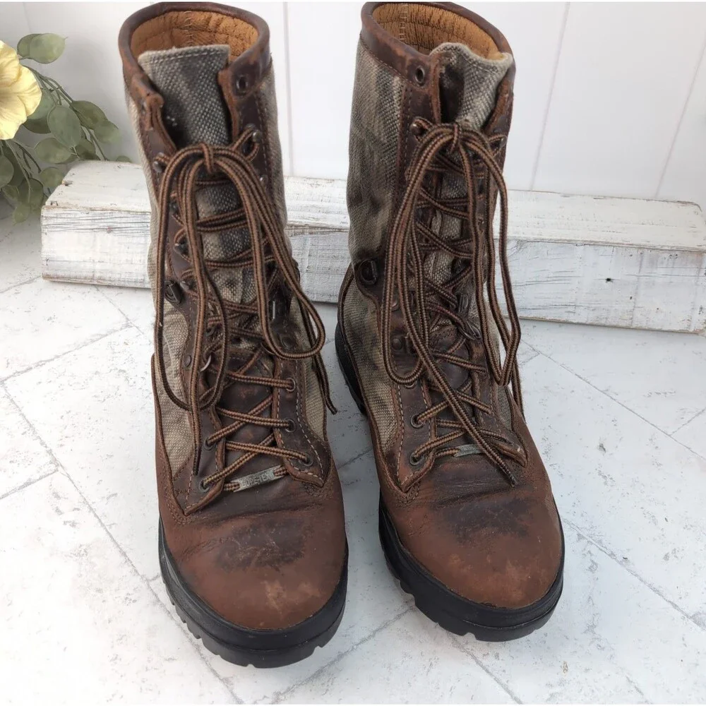 Vintage DANNER  Size 10 D  Camo Brown Hunting Field Boots Gore-Tex Vibram